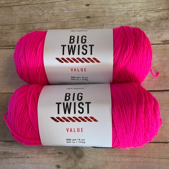 Big Twist Yarn Other - Big Twist Hot Pink Color Yarn Bundle of 2 6 Oz Each